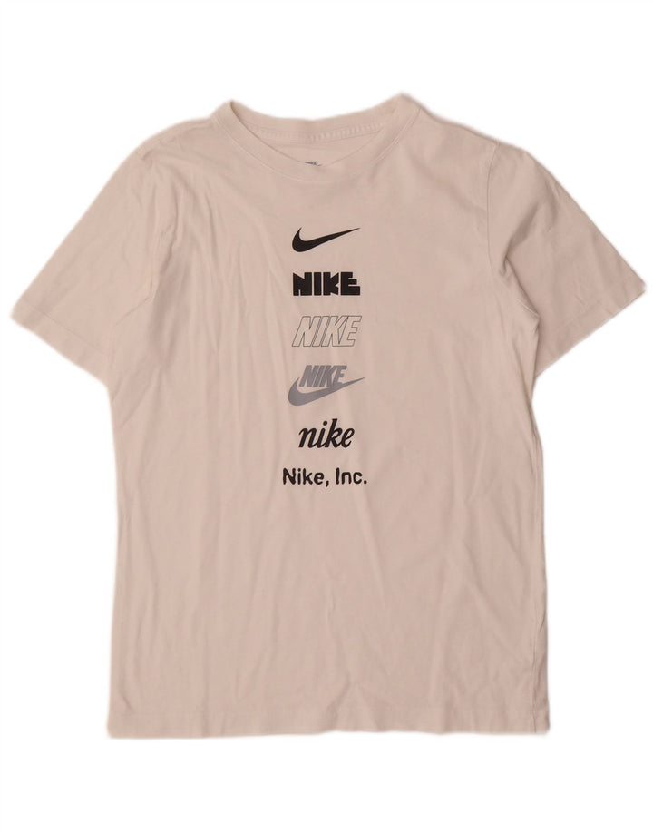 NIKE Grafisk T-shirt-top til drenge 13-14 år XL Hvid bomuld