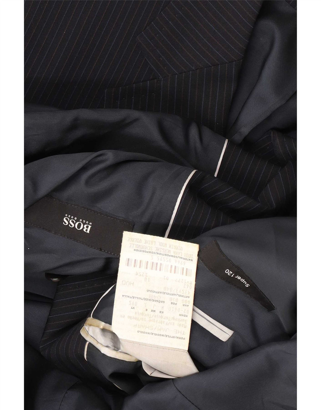 Hugo Boss Herre 2-knaps blazerjakke EU 48 Medium Navy Blue Nålestribe
