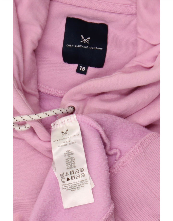 CREW TØJ Dame Crop Hoodie Jumper UK 18 XL Pink Bomuld