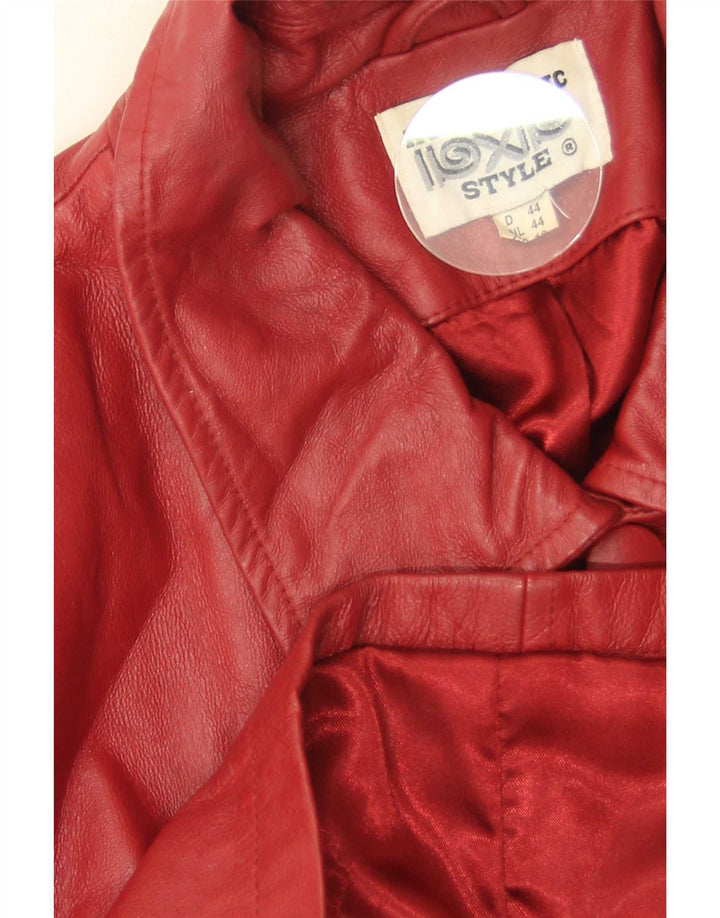 Vintage dame læder 4-knaps blazerjakke IT 44 Medium rødt læder