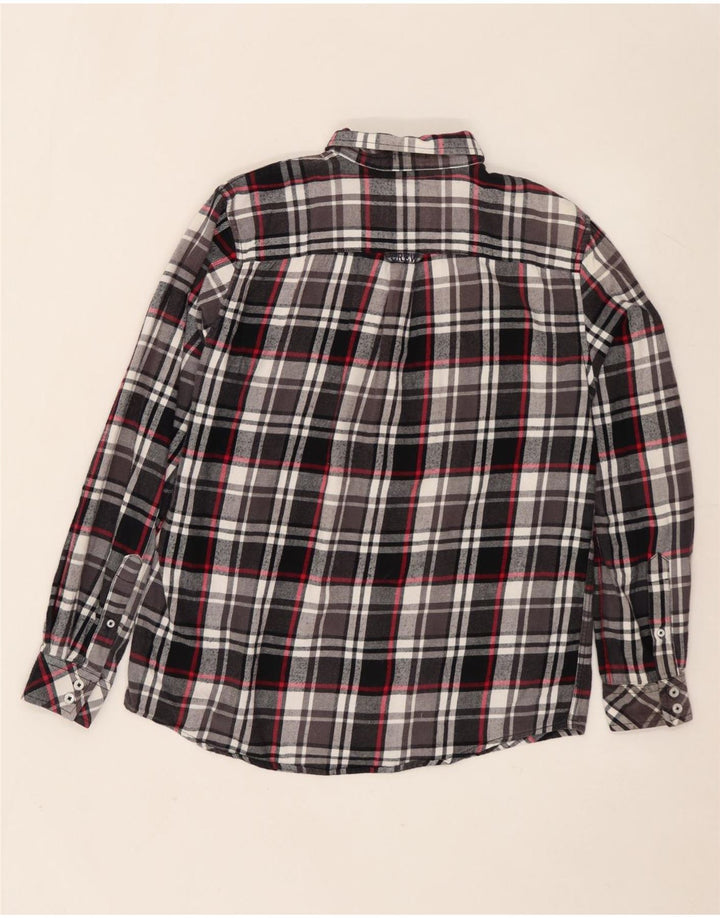 CREW TØJ Herre Slim Fit Flanelskjorte Medium Sort Ternet Bomuld