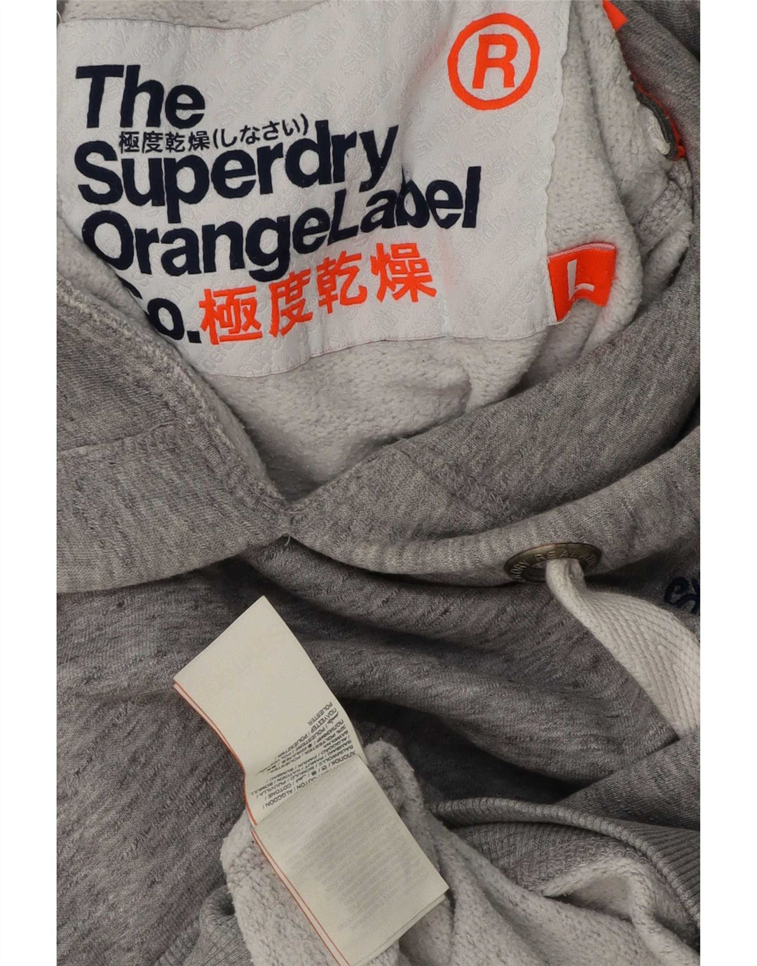 Superdry hættetrøje til mænd, stor grå flækket bomuld