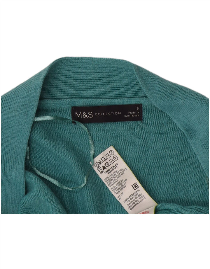 Marks & Spencer Womens Open Cardigan Sweater UK 10 Small Turkis Acryl