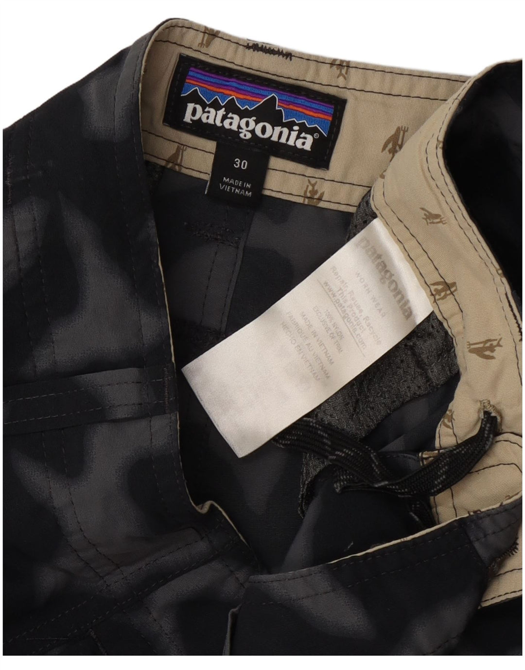 Patagonia Herre Cargo Shorts W30 Medium Sort Camouflage Nylon