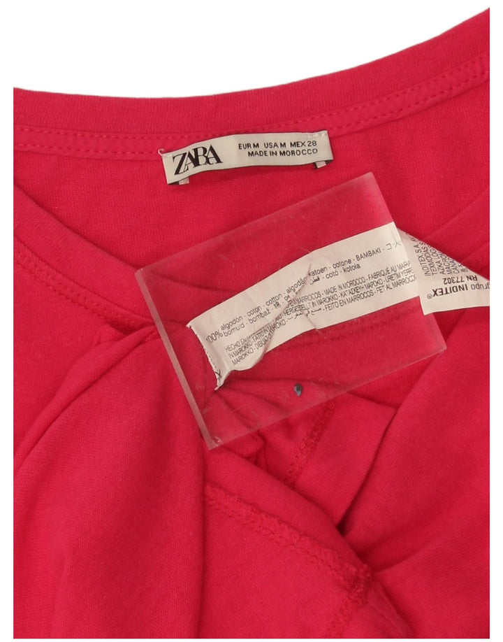 Zara Dame Oversized T-Shirt Top UK 14 Medium Pink Bomuld