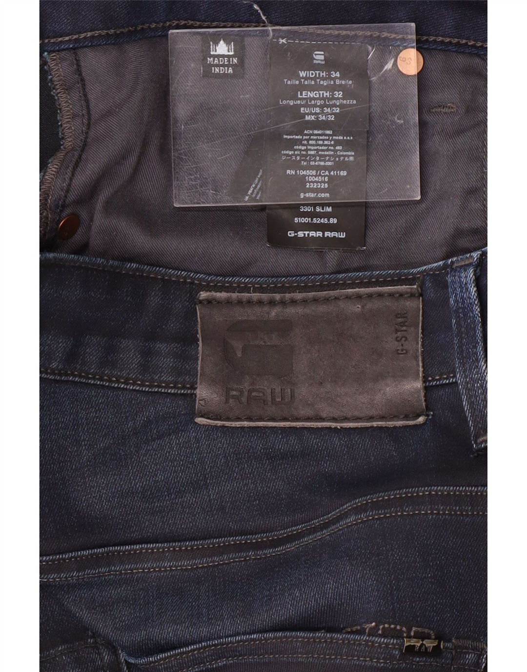 G-STAR Herre 3301 Slim Jeans W34 L32 Marineblå