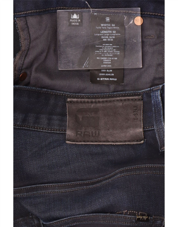 G-STAR Herre 3301 Slim Jeans W34 L32 Marineblå
