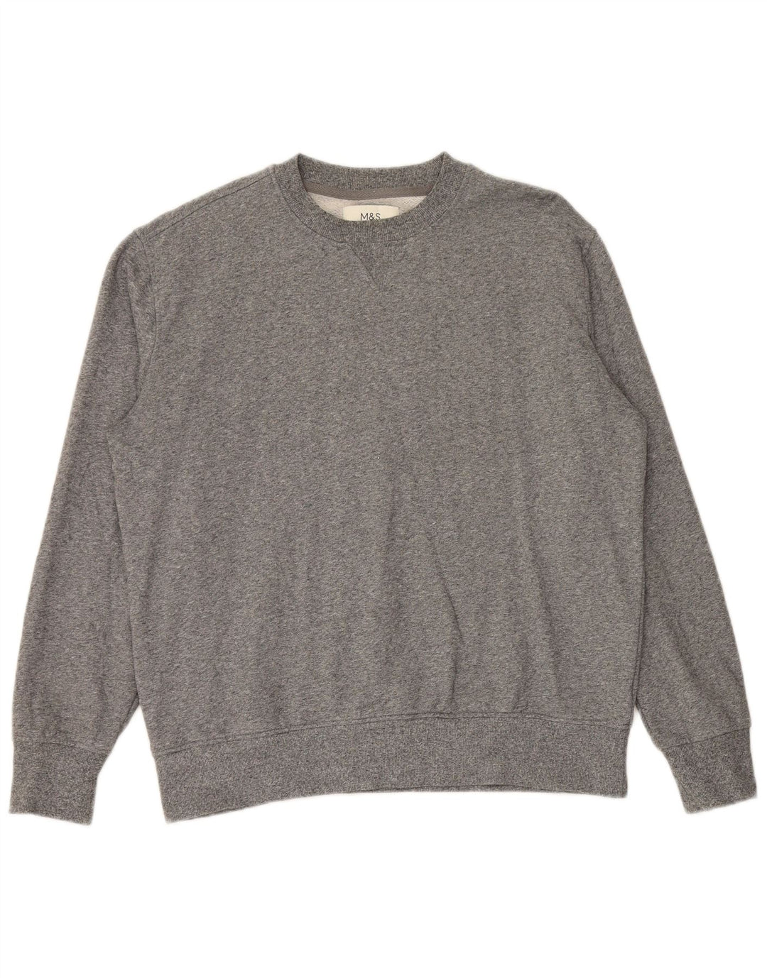Marks & Spencer Sweatshirt til mænd, stor grå flækket bomuld