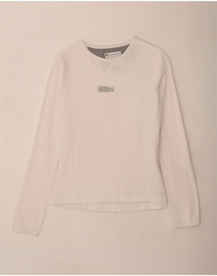 Champion Womens Heritage Classics Top Langærmet UK 12 Medium White Bomuld