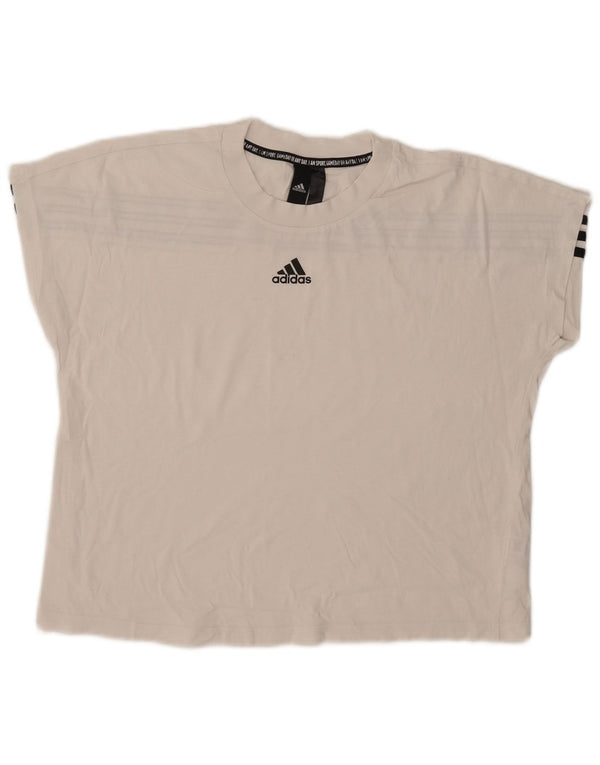 Adidas Womens Crop Oversized T-Shirt Top UK 10 Small White Bomuld