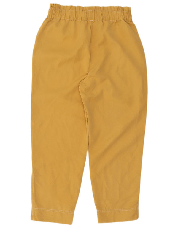 Zara Dame Højtaljet Tapered Cropped Trousers Small W26 L23 Yellow Modal