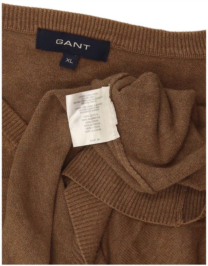 Gant Herre V-hals sweater XL brun bomuld