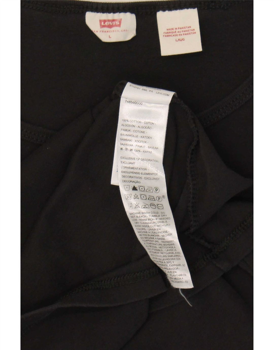 Levi's Dame T-Shirt Top UK 14 Stor Sort Bomuld