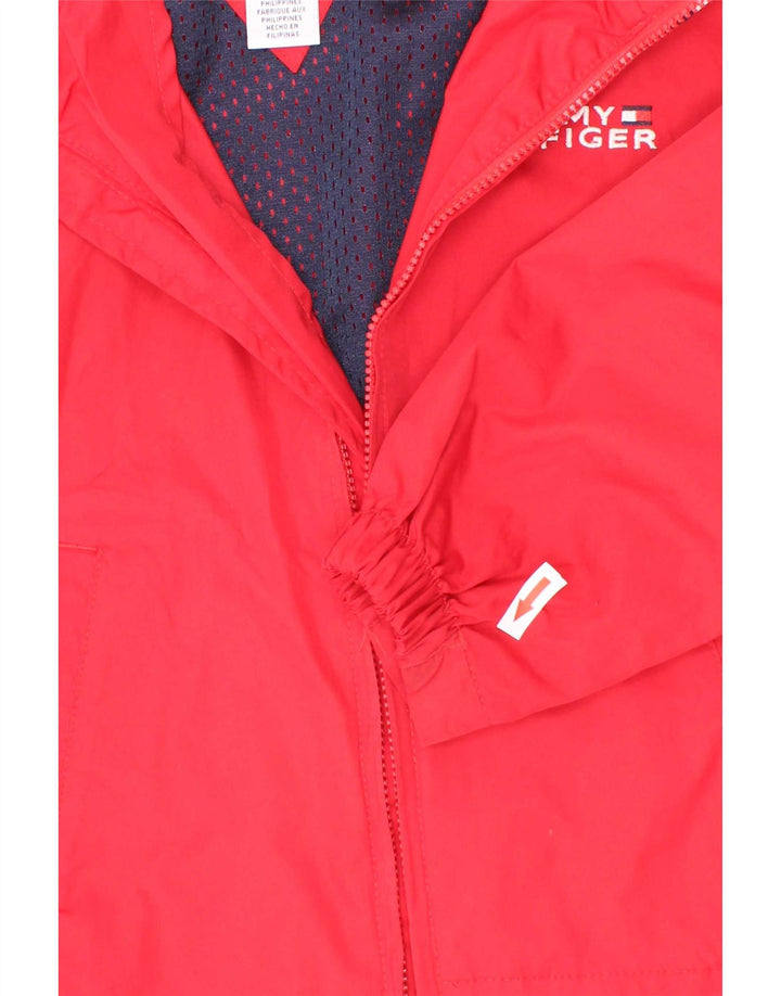 Tommy Hilfiger Boys Hooded Bomber Jacket 4-5 Years Red Colourblock