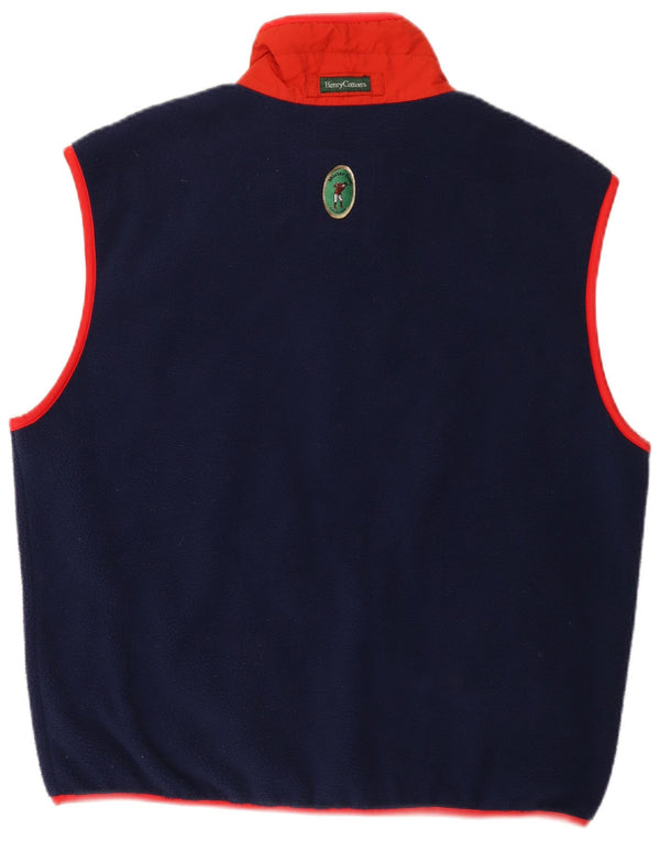 Henry Cottons Herre Fleece Gilet UK 40 Large Navy Blue Colourblock Polyester