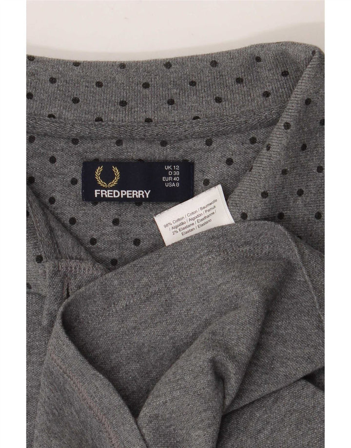 Fred Perry Dame Polo Shirt UK 12 Mellemgrå plettet bomuld