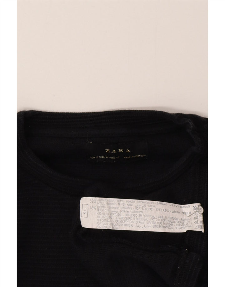 Zara Herre Top Langærmet Medium Sort Bomuld