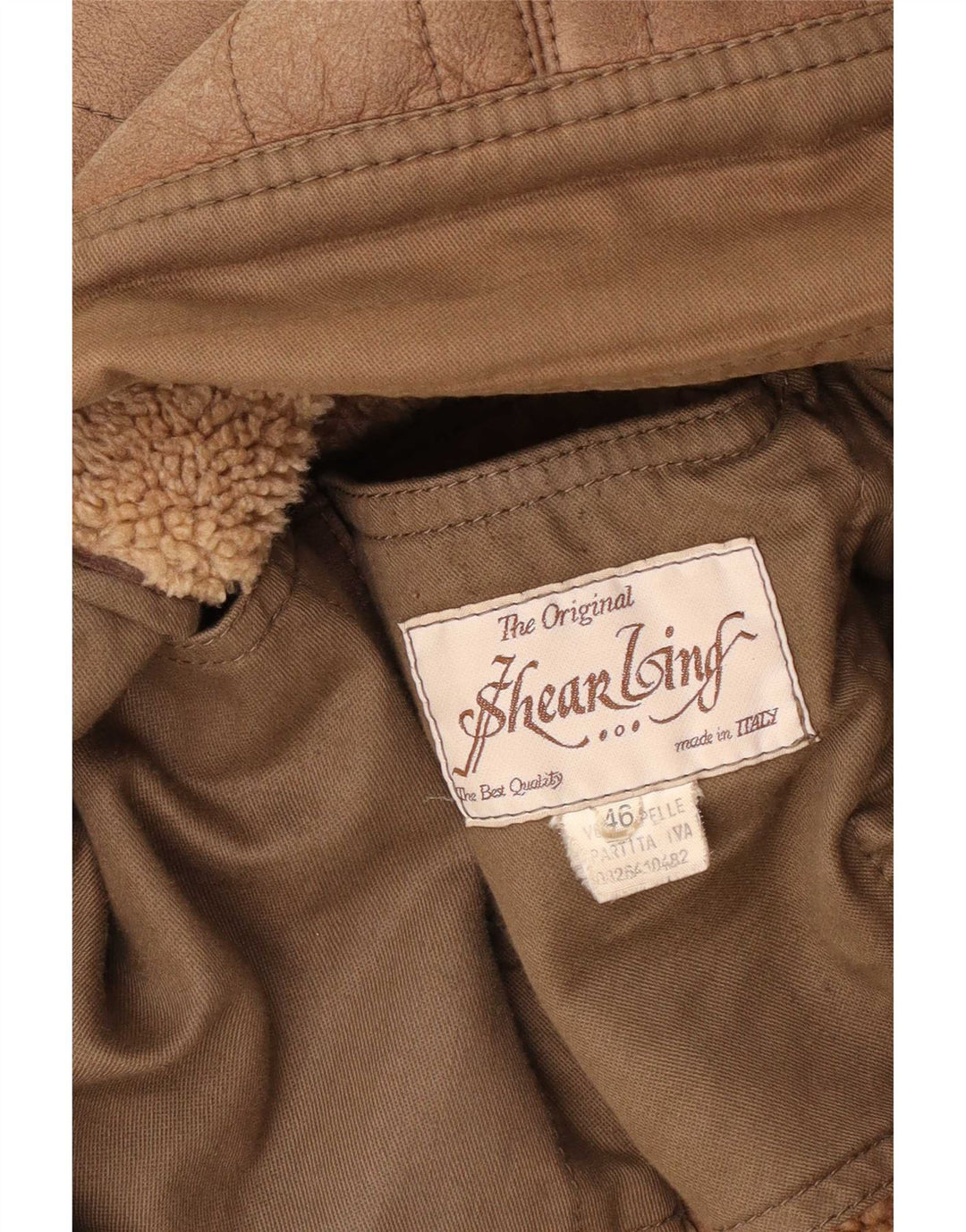 Vintage Dame Sherpa Oversized Læderjakke IT 46 Stor Brun