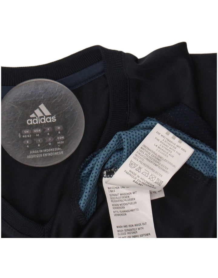 ADIDAS Mens T-Shirt Top UK 40/42 Medium Navy Blue Colourblock Polyester