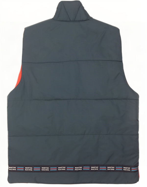 Vintage Mens Graphic Hooded Padded Gilet UK 42 XL Navy Blue Polyamide