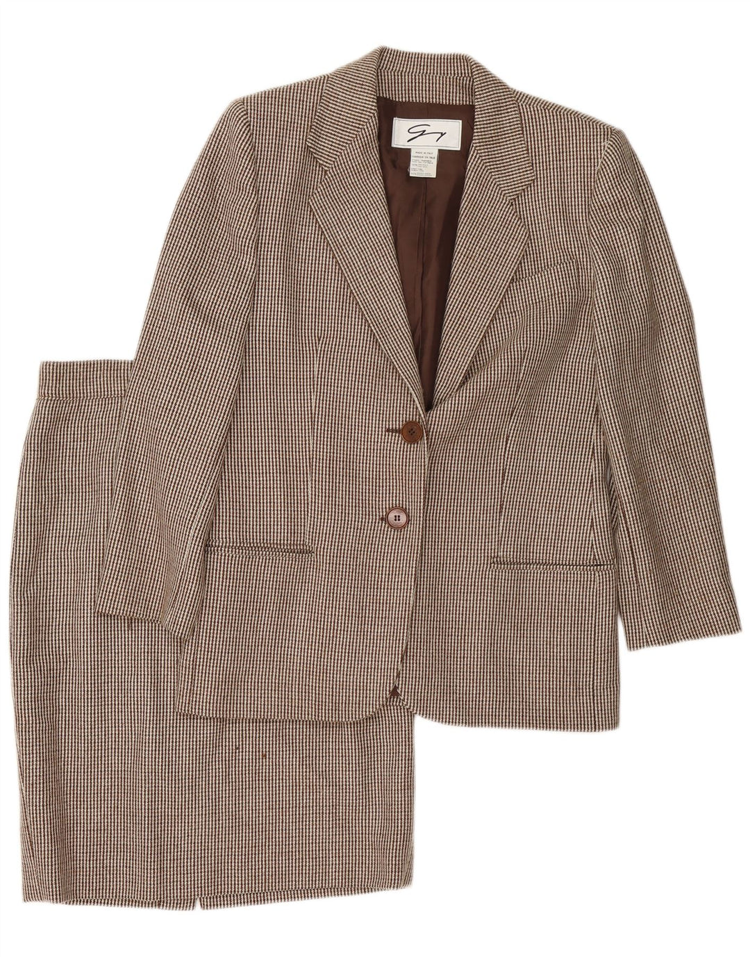 Genny Womens 2-knaps 2-delt nederdelsæt UK 14 Medium W32 Brown Houndstooth