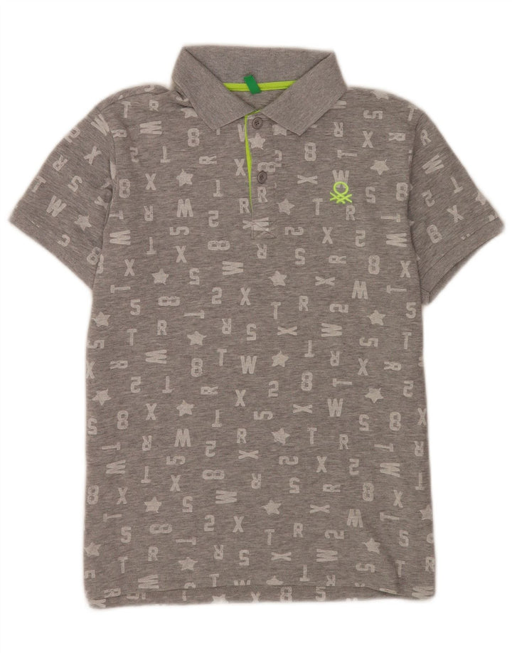 Benetton Herre Grafisk Polo Shirt Lille Grå