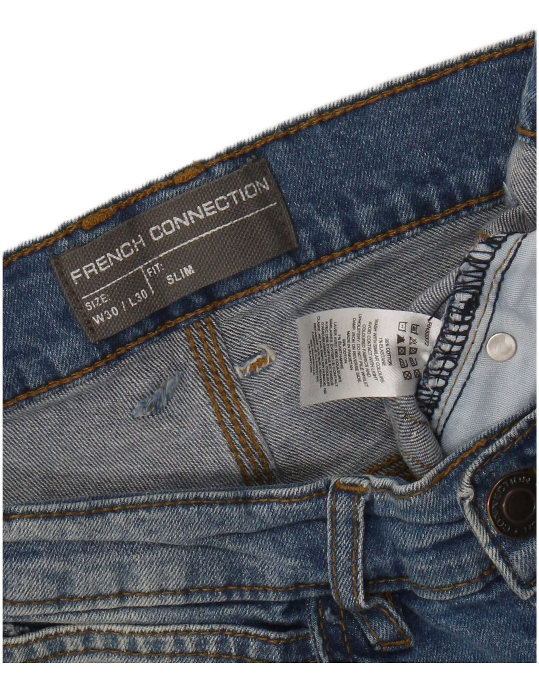 French Connection Slim Jeans til mænd W30 L30 Blå Bomuld
