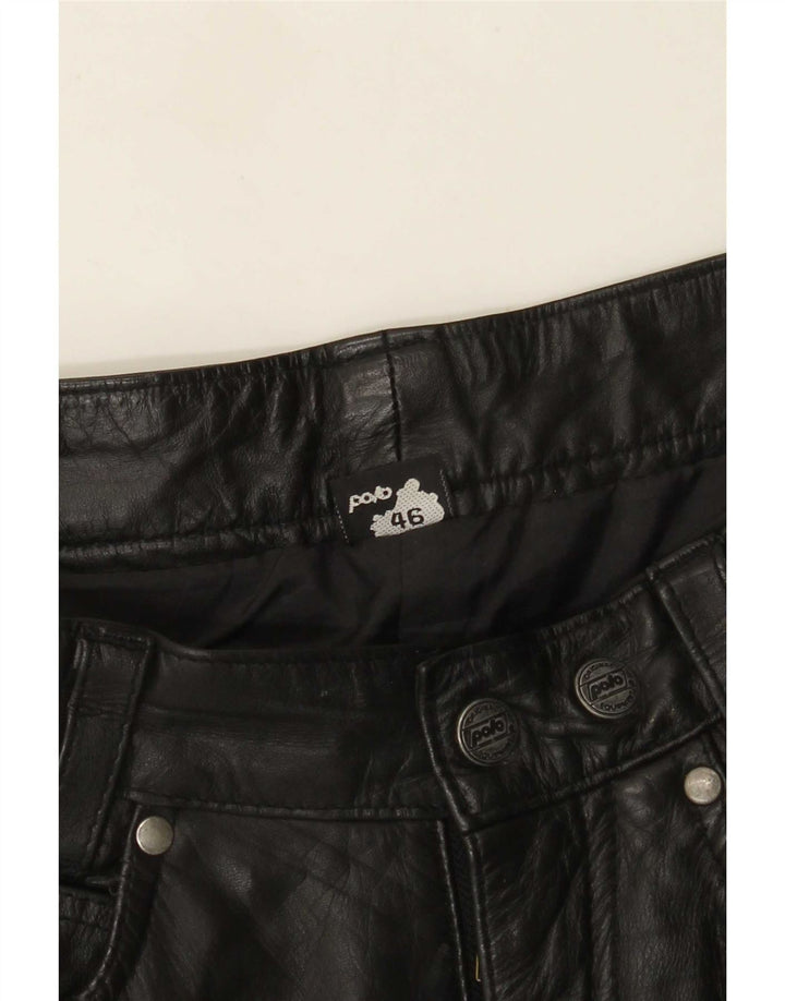 POLO Herre Læder Slim Bukser IT 46 Small W28 L26 Sort