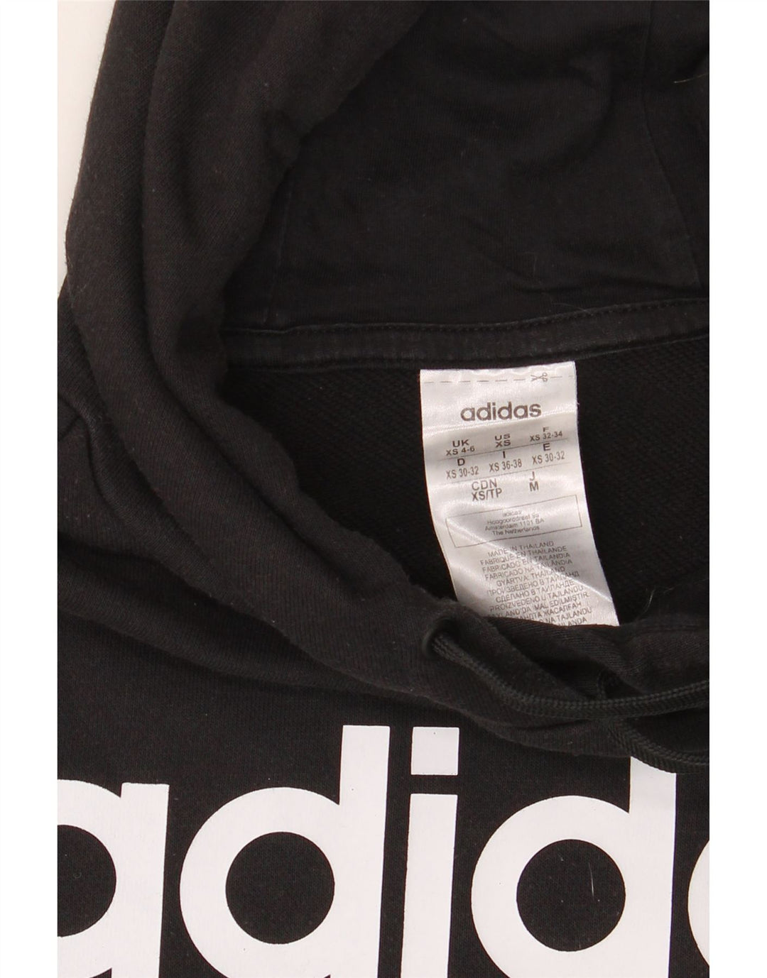 ADIDAS Oversized grafisk hættetrøjetrøje til kvinder UK 4/6 XS Sort