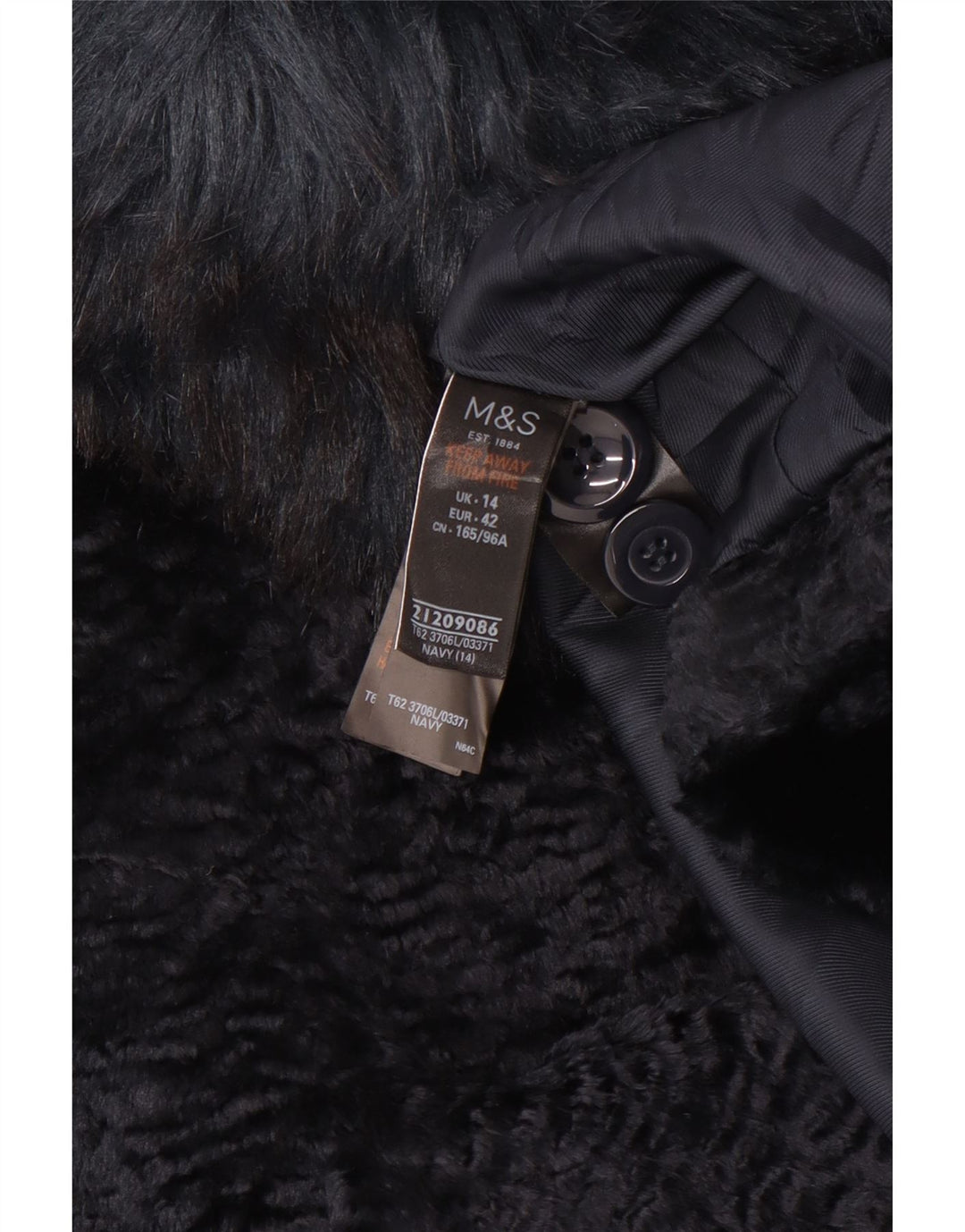Marks & Spencer Dame Oversized Faux Fur Overcoat UK 14 Large Navy Blue