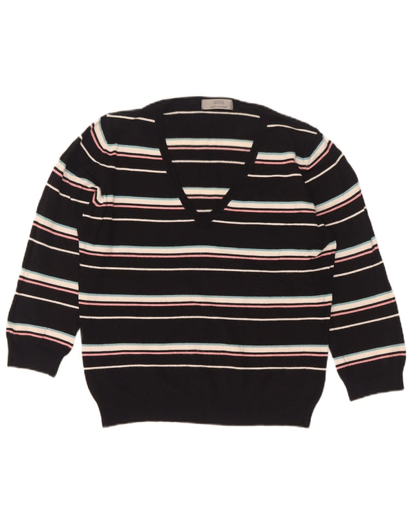 Marks & Spencer Dame V-hals sweater UK 16 Stor sort stribet