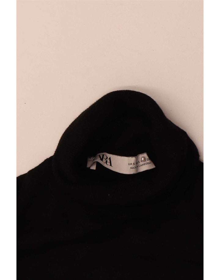 Zara Dame Rullehals Sweater UK 10 Lille Sort