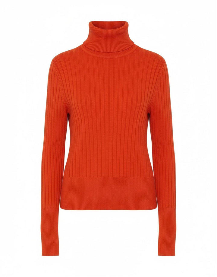 Zara Dame Crop Roll Neck Jumper Sweater UK 12 Medium Orange
