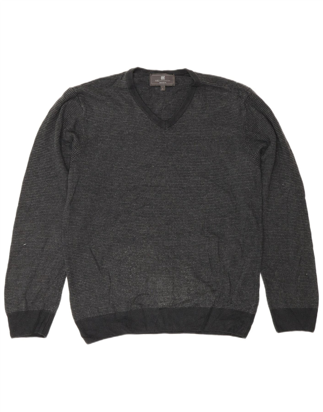 Marks & Spencer Herre V-hals sweater Stor grå stribet klassisk