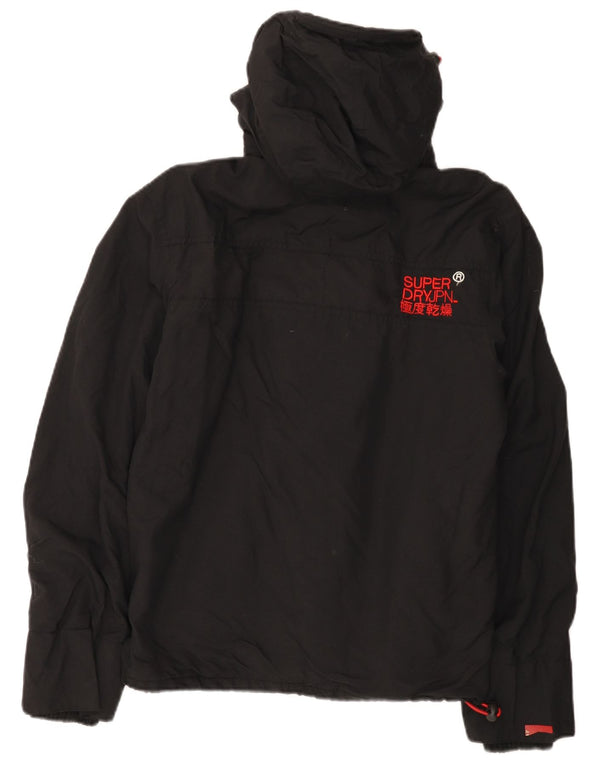 Superdry Windbreaker-jakke med hætte til kvinder UK 14 Medium Sort Nylon