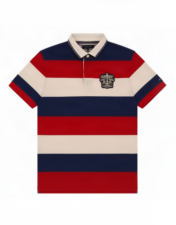 Tommy Hilfiger Rugby Polo Shirt til mænd XL Flerfarvet stribet bomuld
