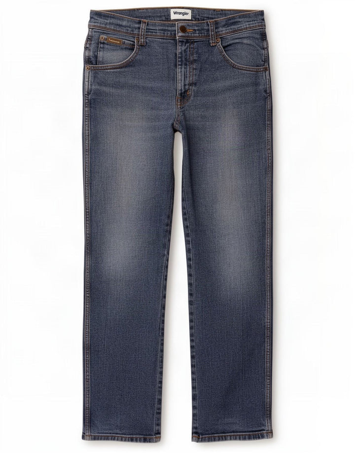 Wrangler Herre Texas Straight Jeans W32 L30 Blå Bomuld