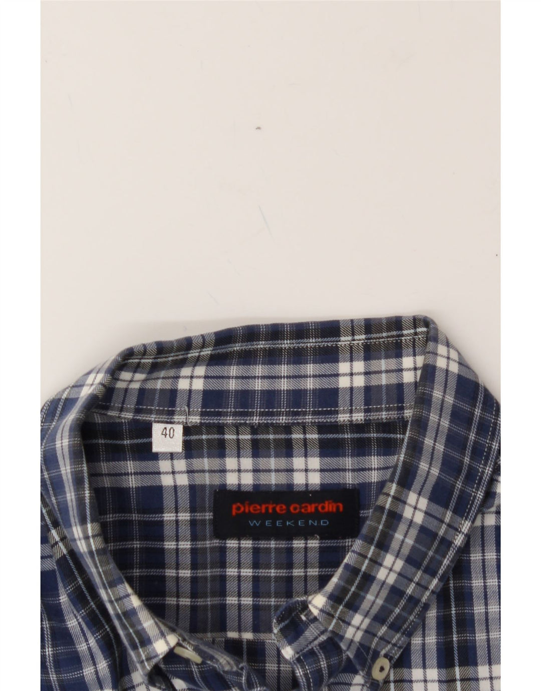 PIERRE CARDIN Mens Shirt Size 40 Medium Blue Check Cotton Vintage Pierre Cardin and Second-Hand Pierre Cardin from Messina Hembry 