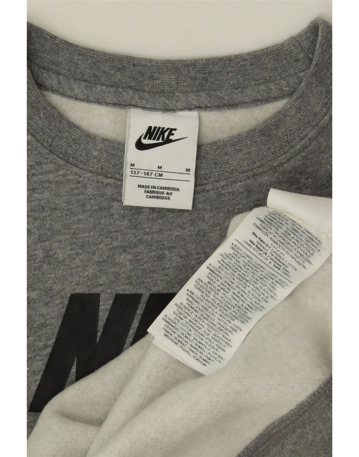 Nike drenge grafisk sweatshirt trøje 10-11 år medium grå flækket bomuld