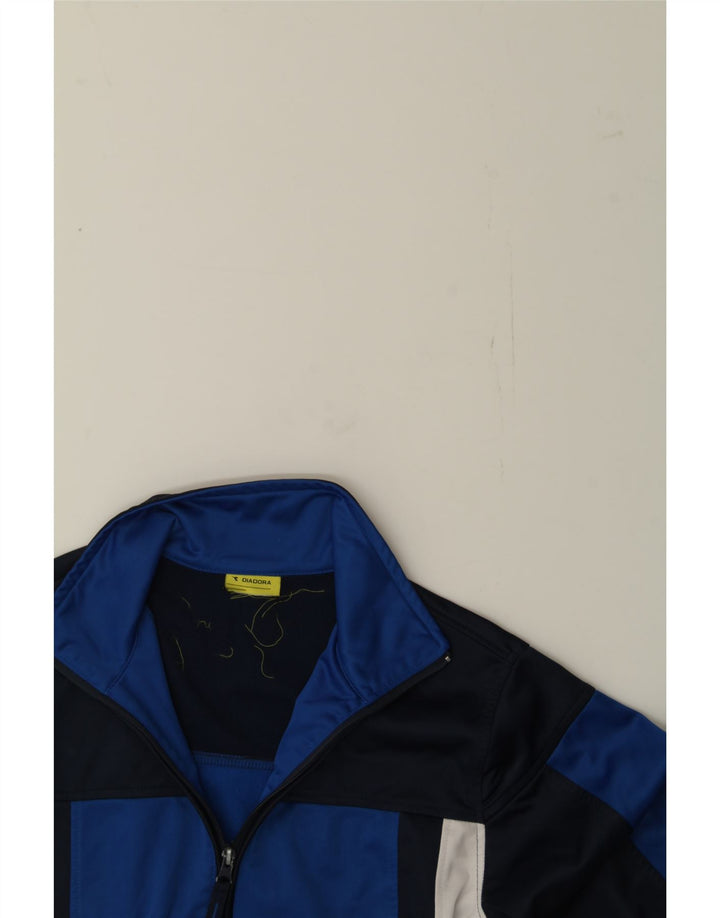 DIADORA Boys Graphic Tracksuit Top Jacket 13-14 Years Blue Colourblock Vintage Diadora and Second-Hand Diadora from Messina Hembry 
