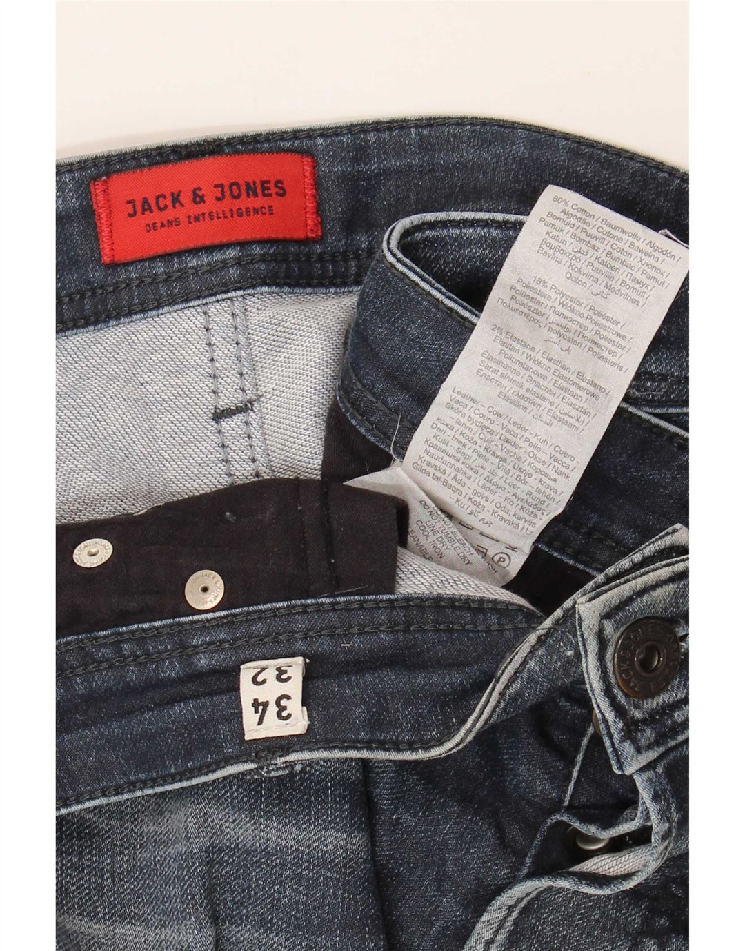 Jack & Jones Herre GLENN Slim Jeans W34 L32 Marineblå Bomuld