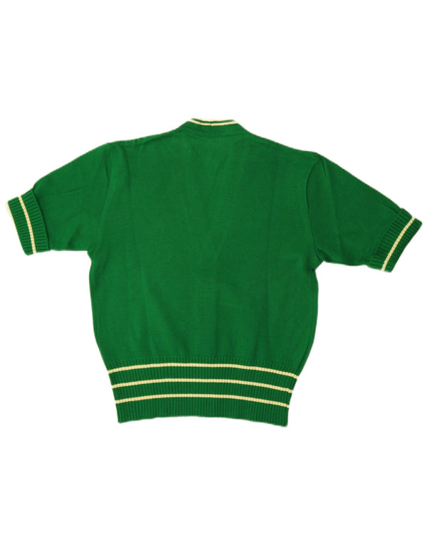 Vintage kortærmet cardigan sweater til kvinder IT 46 Large Green