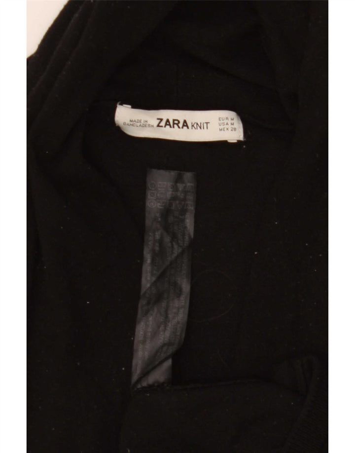 Zara Dame Cardigan Sweater UK 12 Medium Black Viscose
