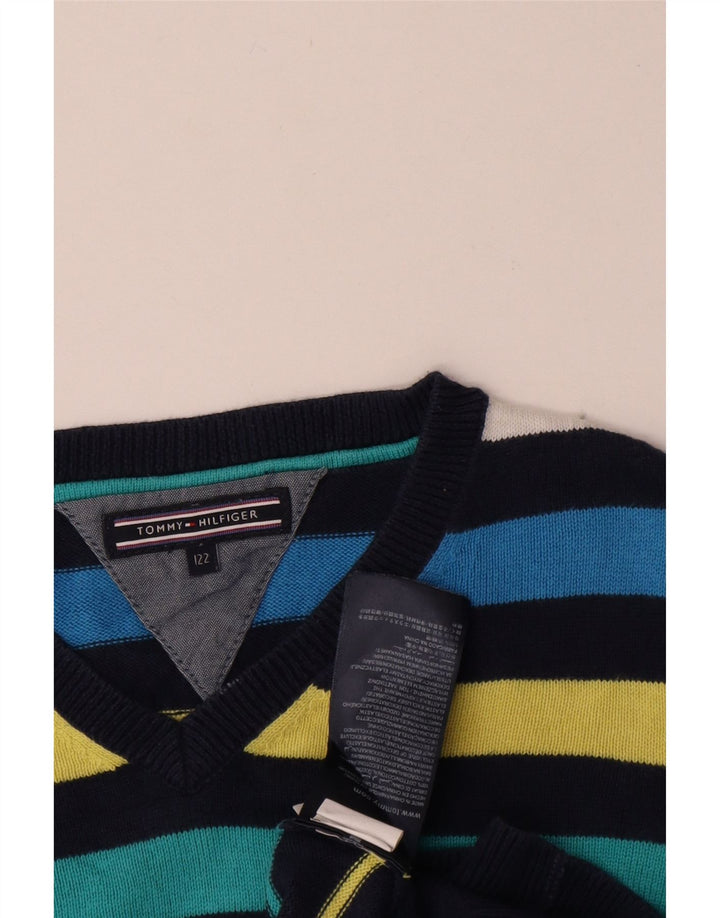 TOMMY HILFIGER Drenge V-hals sweater 6-7 år Flerfarvet stribet