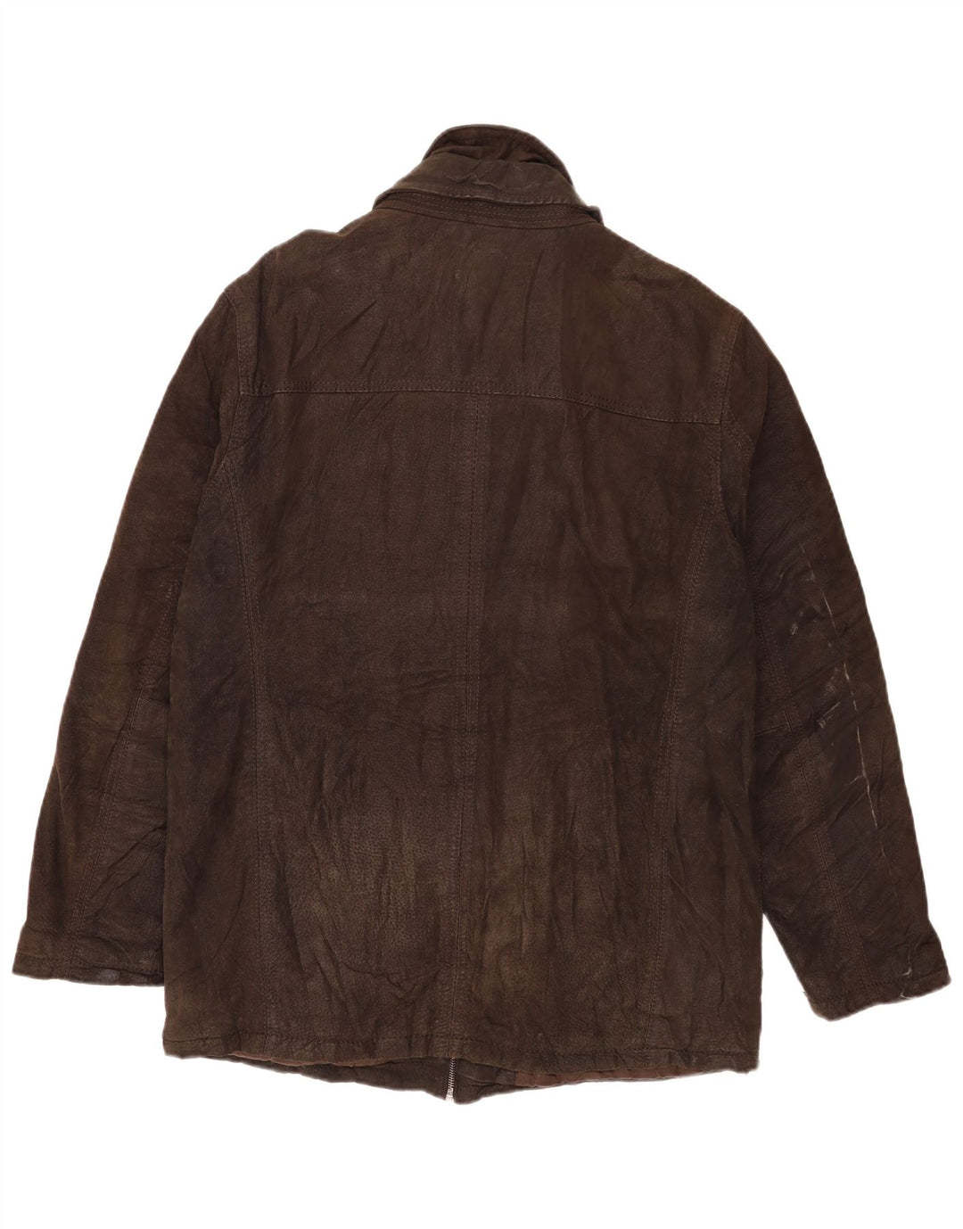 Angelo Litrico Herre Læder Windbreaker Coat UK 42 XL Sort Klassisk