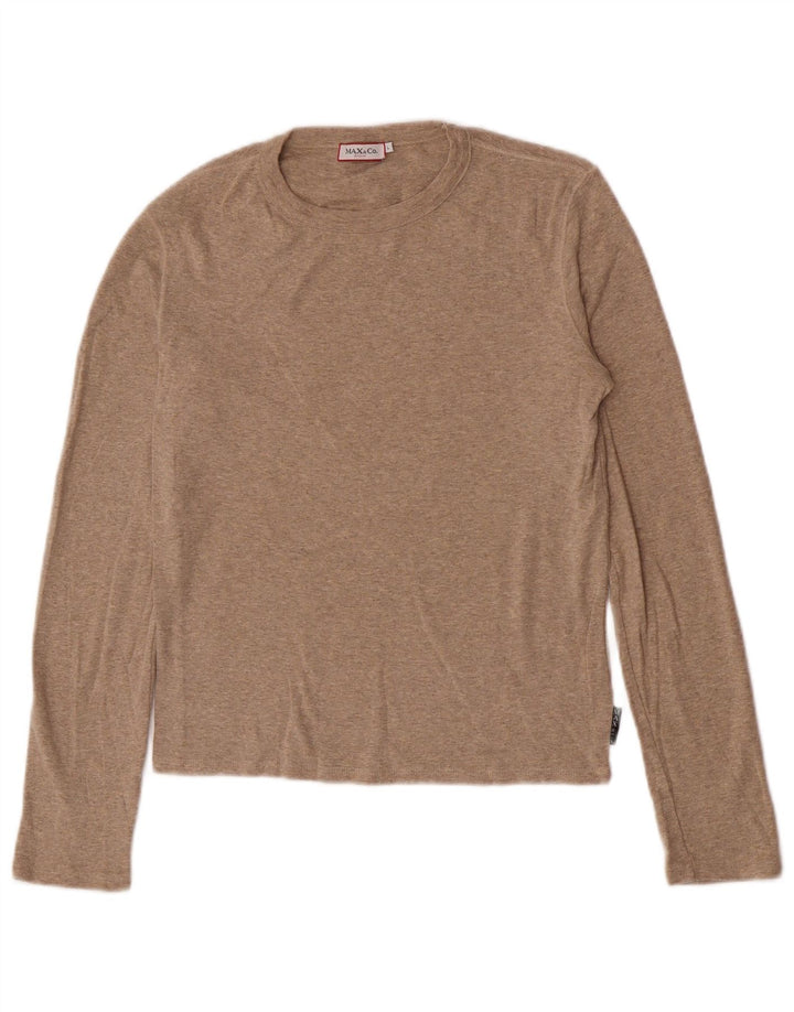 Max & Co. Dame Top Langærmet UK 14 Stor Beige Bomuld