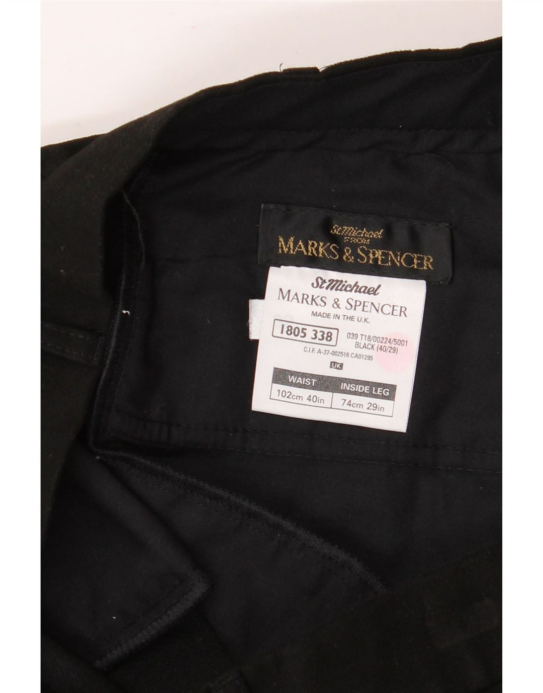 MARKS & SPENCER Straight Casual Bukser til mænd W40 L29 Sort Viscose