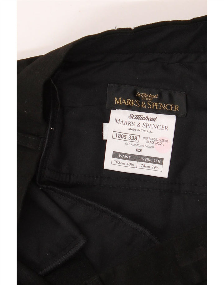 MARKS & SPENCER Straight Casual Bukser til mænd W40 L29 Sort Viscose