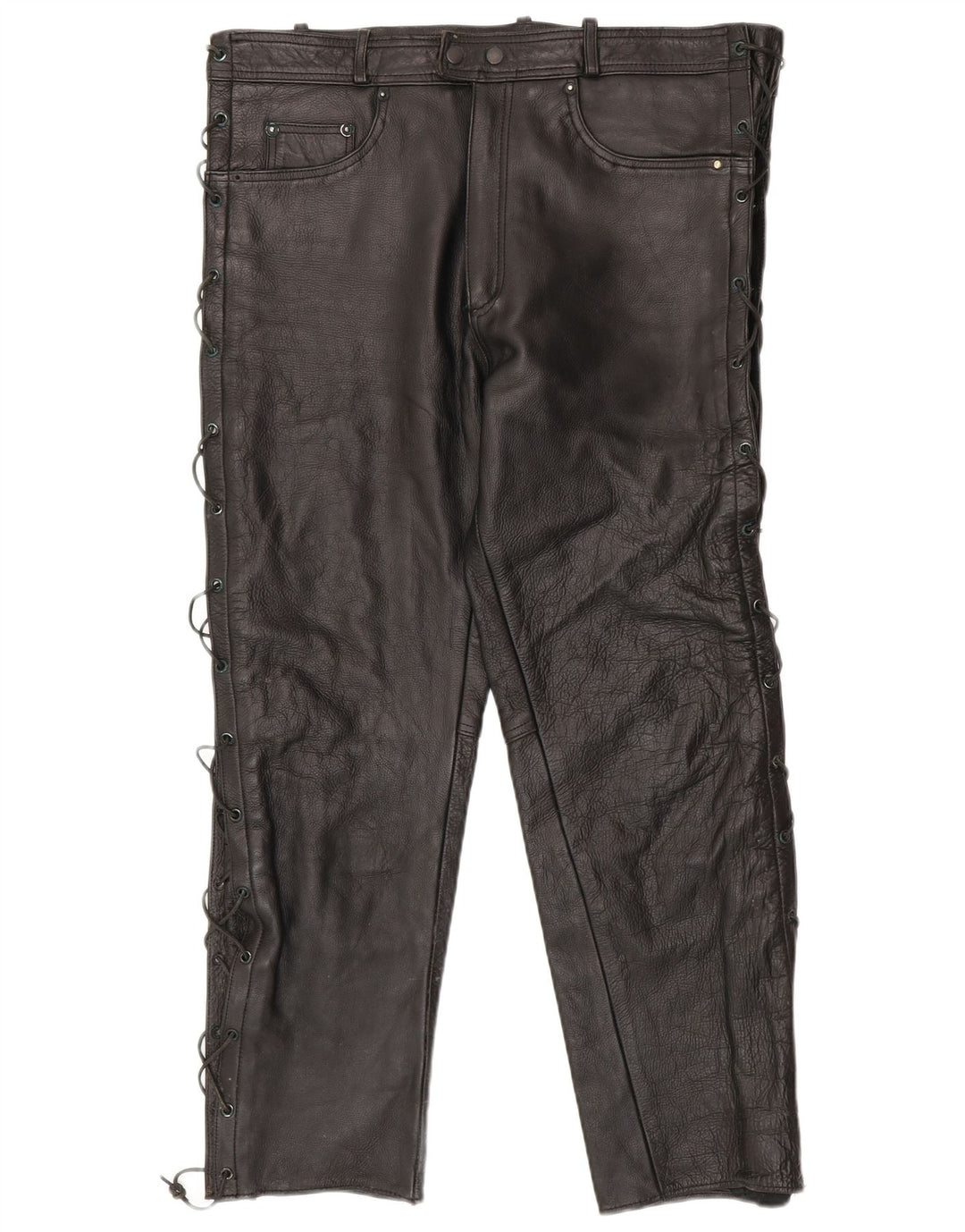 American Eagle Herre Slim Læderbukser W36 L30 Sort Læder
