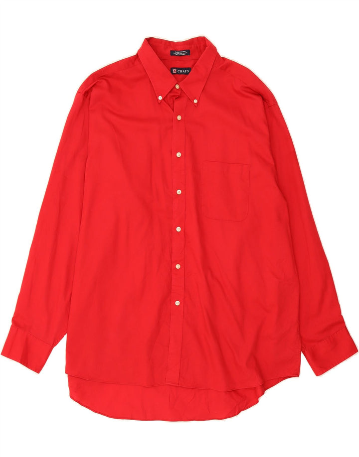 CHAPS Mens Classic Fit Shirt Size 18 1/2 2XL Red Cotton Vintage Chaps and Second-Hand Chaps from Messina Hembry 